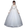 2019 Cheap Wedding Ball Gown Dress Puff Sleeves Illusion O-neck Appliqued Lace Frock Designs African Plus Size Wedding Dress